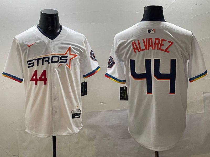 Men Houston Astros #44 Alvarez White Fourth generation Joint Name 2025 Nike MLB Jersey style 2